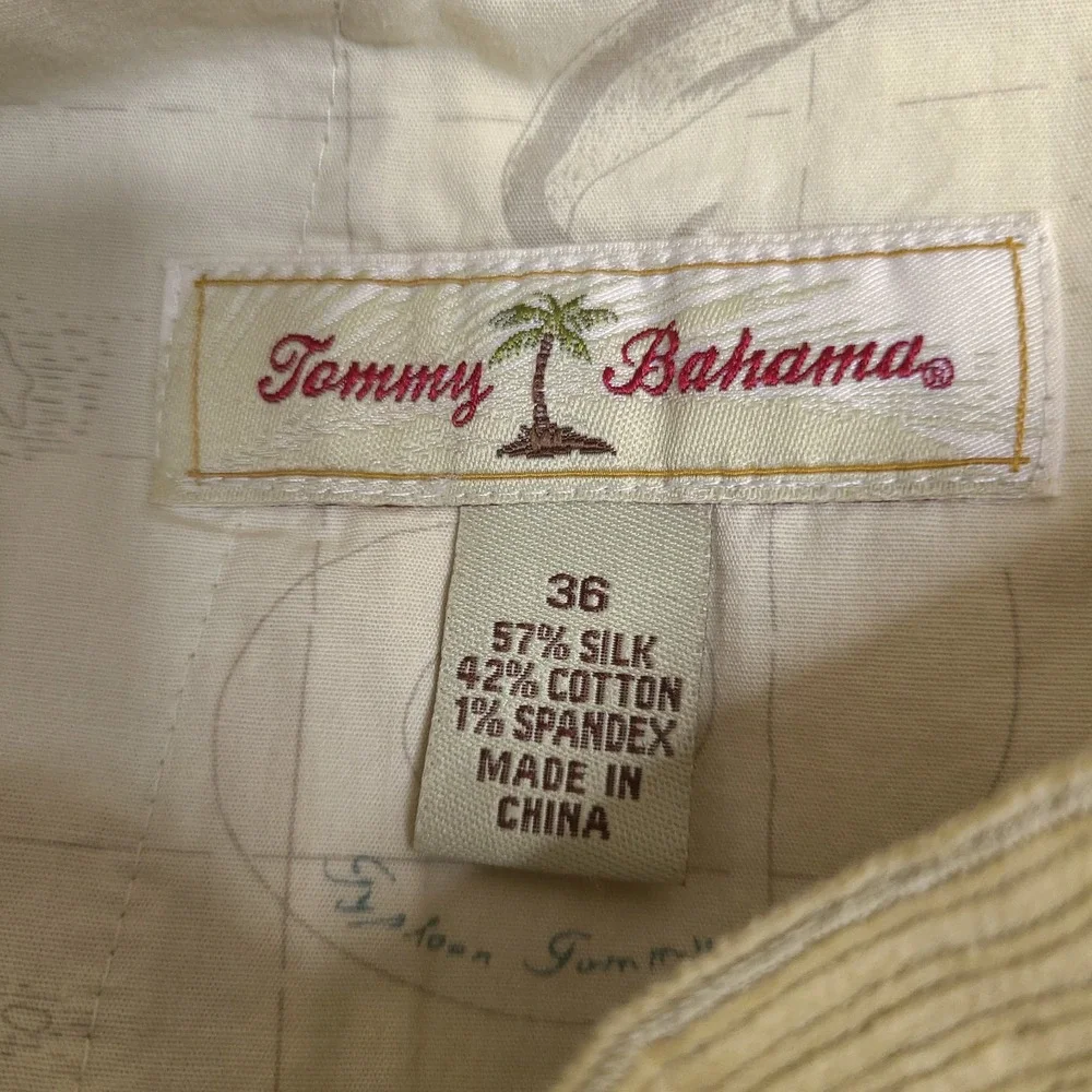 Tommy Bahama Pants Mens 35x32 Brown‎ Tan Silk Blend Corduroy Flat Front Chino